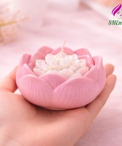 Coc hoa sen nhhieu mau dung nen thom, nen tealight Shemart Candle mau hong