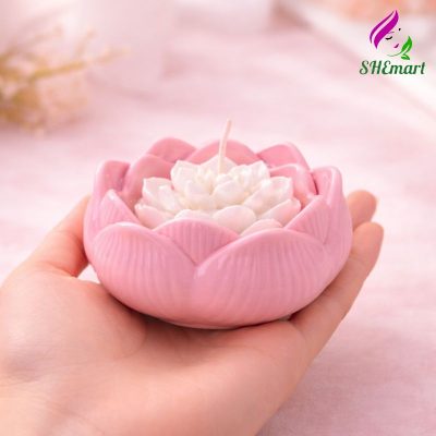 Coc hoa sen nhhieu mau dung nen thom, nen tealight Shemart Candle mau hong