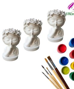 Combo 3 tượng cô gái giữ im lặng bằng thạch cao dep