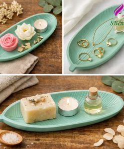 Khay Decor Chụp Ảnh va Trang Trí Bàn mau xanh