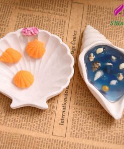 Khay Vỏ Sò Decor – Khay Đựng Nến Thơm & Chụp Ảnh Sản Phẩm (Mix màu theo yêu cầu) xanh duong nhat