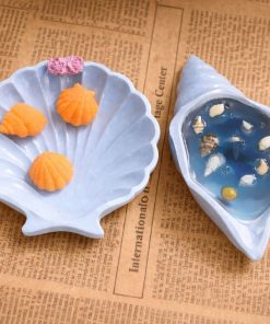 Khay Vỏ Sò Decor – Khay Đựng Nến Thơm & Chụp Ảnh Sản Phẩm (Mix màu theo yêu cầu) xanh duong nhat