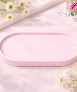 Khay de oval nhieu mau dung tealight trang suc phu kien chup hinh decor mau hong