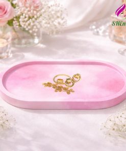 Khay de oval nhieau mau dung tealight trang suc phu kien chup hinh decor mau hong loang