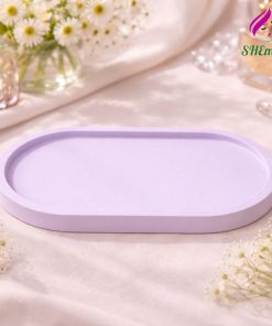 Khay de oval nhieu mau dung tealight trang suc phu kien chup hinh decor mau tim