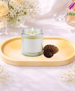 Khay de oval nhieu mau dung tealight trang suc phu kien chup hinh decor mau vang loang