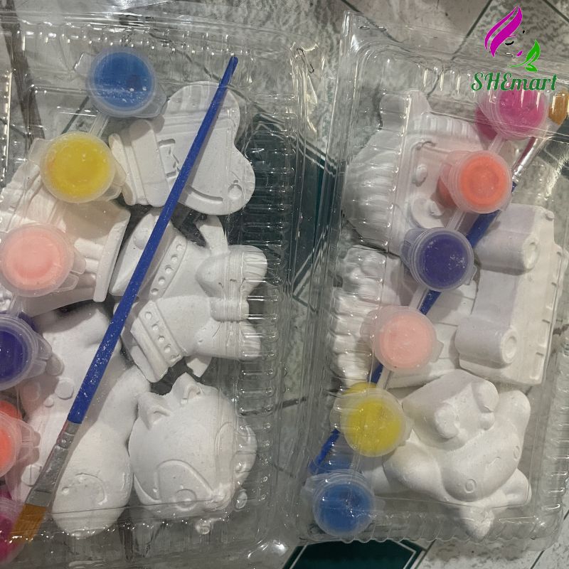 Combo tô tượng thạch cao dễ thương kèm màu Combo tô tượng thạch cao dễ thương kèm màu