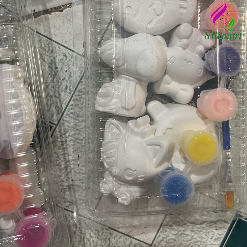 Combo tô tượng thạch cao dễ thương kèm màu Combo tô tượng thạch cao dễ thương kèm màu