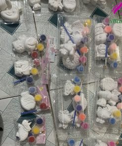 Combo tô tượng thạch cao dễ thương kèm màu