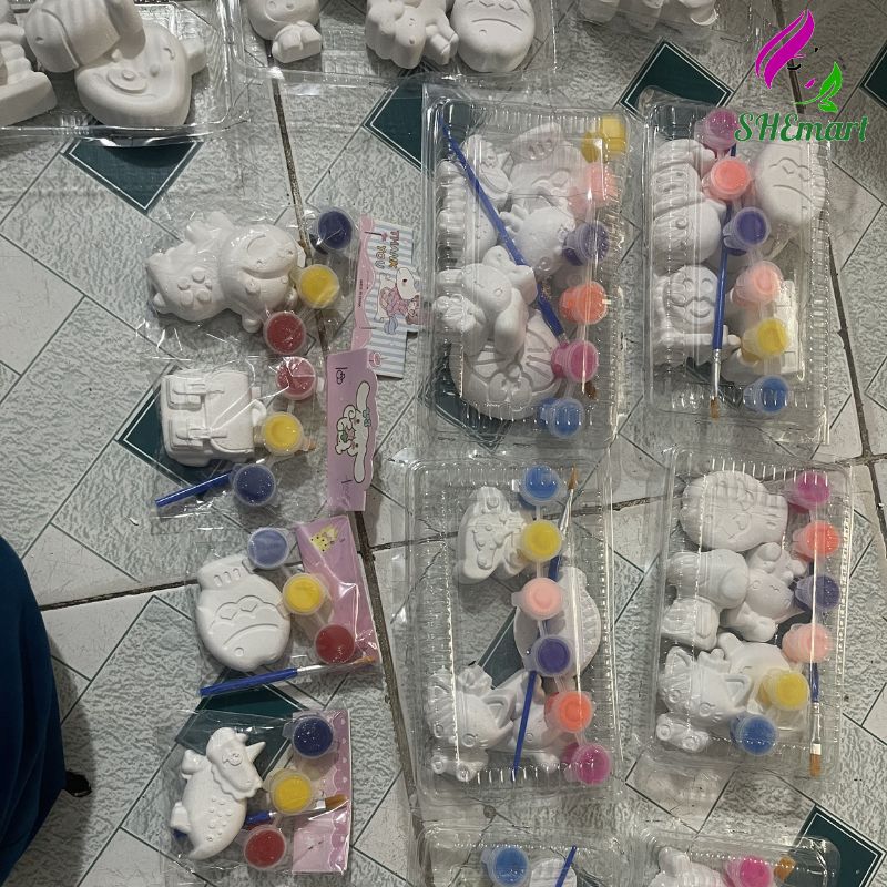 Combo tô tượng thạch cao dễ thương kèm màu Combo tô tượng thạch cao dễ thương kèm màu