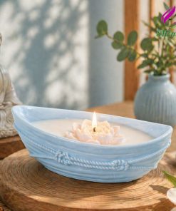 Chậu thuyền hoa để bàn đựng nến thơm | trồng sen đá decor góc học tập chụp hình