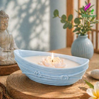 Chậu thuyền hoa để bàn đựng nến thơm | trồng sen đá decor góc học tập chụp hình