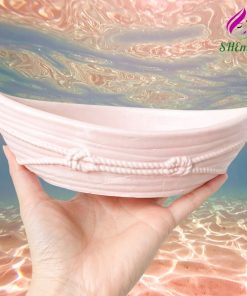 Chậu thuyền hoa để bàn đựng nến thơm | trồng sen đá decor góc học tập chụp hình mau hong nhat