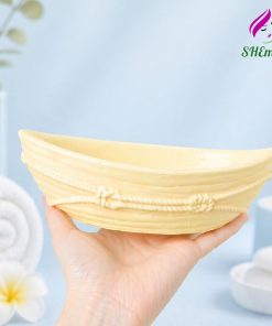 Chậu thuyền hoa để bàn đựng nến thơm | trồng sen đá decor góc học tập chụp hình mau vang nhat