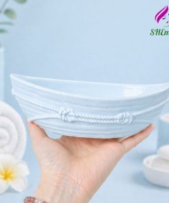 Chậu thuyền hoa để bàn đựng nến thơm | trồng sen đá decor góc học tập chụp hình mau xanh pastel