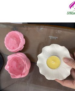 Đế lá sen thạch cao đựng nến tealight – Decor bàn trà, góc thiền tinh tế rat dep