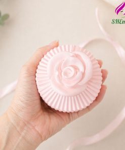 Hũ đựng nến thơm tròn sọc trắng có nắp – mẫu cốc Dubai 10x8 đựng nến thơm, làm decor, trang trí nhà cửa nắp hoa hồng màu hồng