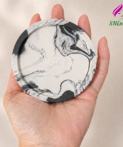 Khay Đựng Nến Thơm, Khay Đế Lót Ly Thạch cao Phụ Kiện Chụp Hình Studio Phong Cách Tối Giản màu den mix