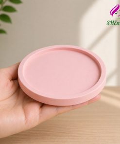 Khay Đựng Nến Thơm, Khay Đế Lót Ly Thạch cao Phụ Kiện Chụp Hình Studio Phong Cách Tối Giản màu hong