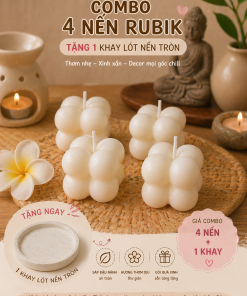 combo 4 Nến thơm Rubik mùi hoa, mùi dâu - nến thơm handmade