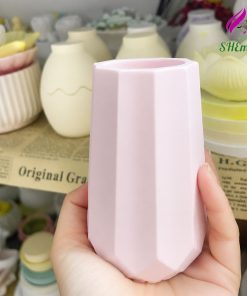 Bình Hoa Decor Tối Giản – Lọ Cắm Hoa Giả, Hoa Nến Thơm Thạch Cao Giả Gốm Sứ hồng pastel