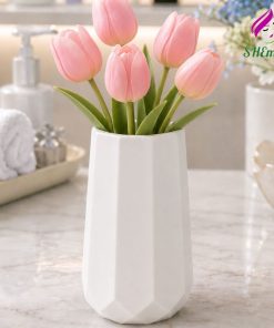 Bình Hoa Decor Tối Giản – Lọ Cắm Hoa Giả, Hoa Nến Thơm Thạch Cao Giả Gốm Sứ mau trang