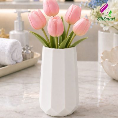 Bình Hoa Decor Tối Giản – Lọ Cắm Hoa Giả, Hoa Nến Thơm Thạch Cao Giả Gốm Sứ mau trang