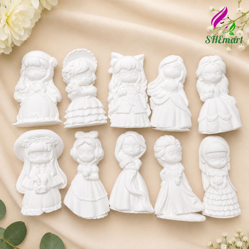 Set 5 Tượng Công Chúa Disney Mini – Tượng Thạch Cao Tô Màu DIY Kèm Màu & Cọ SHEMart Set 5 Tượng Công Chúa Disney Mini – Tượng Thạch Cao Tô Màu DIY Kèm Màu & Cọ SHEMart