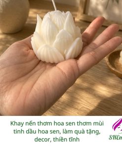 Khay nến thơm hoa sen thơm mùi tinh dầu hoa sen, làm quà tặng, decor, phong yoga