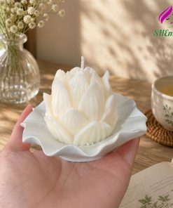 Khay nến thơm hoa sen thơm mùi tinh dầu hoa sen, làm quà tặng, decor, setup phong yoga, chụp ảnh