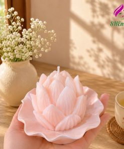 Khay nến thơm hoa sen thơm mùi tinh dầu hoa sen, làm quà tặng, decor, setup phong yoga, chụp ảnh mau hong
