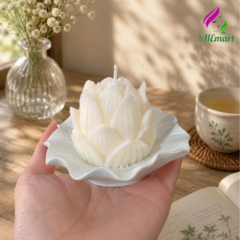 Khay nến thơm hoa sen thơm mùi tinh dầu hoa sen, làm quà tặng, decor, setup phong yoga, chụp ảnh Khay nến thơm hoa sen thơm mùi tinh dầu hoa sen, làm quà tặng, decor, setup phong yoga, chụp ảnh