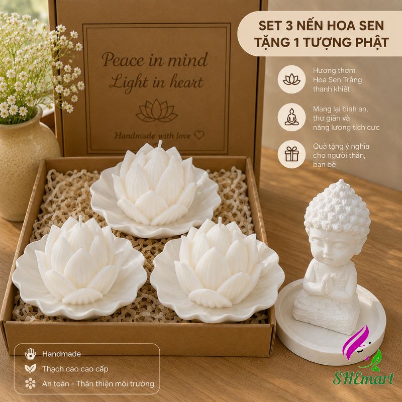 combo 03 Khay nến thơm hoa sen thơm mùi tinh dầu hoa sen, làm quà tặng, decor, setup phong yoga, chụp ảnh mau trang combo 03 Khay nến thơm hoa sen thơm mùi tinh dầu hoa sen, làm quà tặng, decor, setup phong yoga, chụp ảnh mau trang