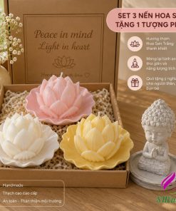 combo 3 Khay nến thơm hoa sen thơm mùi tinh dầu hoa sen, làm quà tặng, decor, setup phong yoga, chụp ảnh