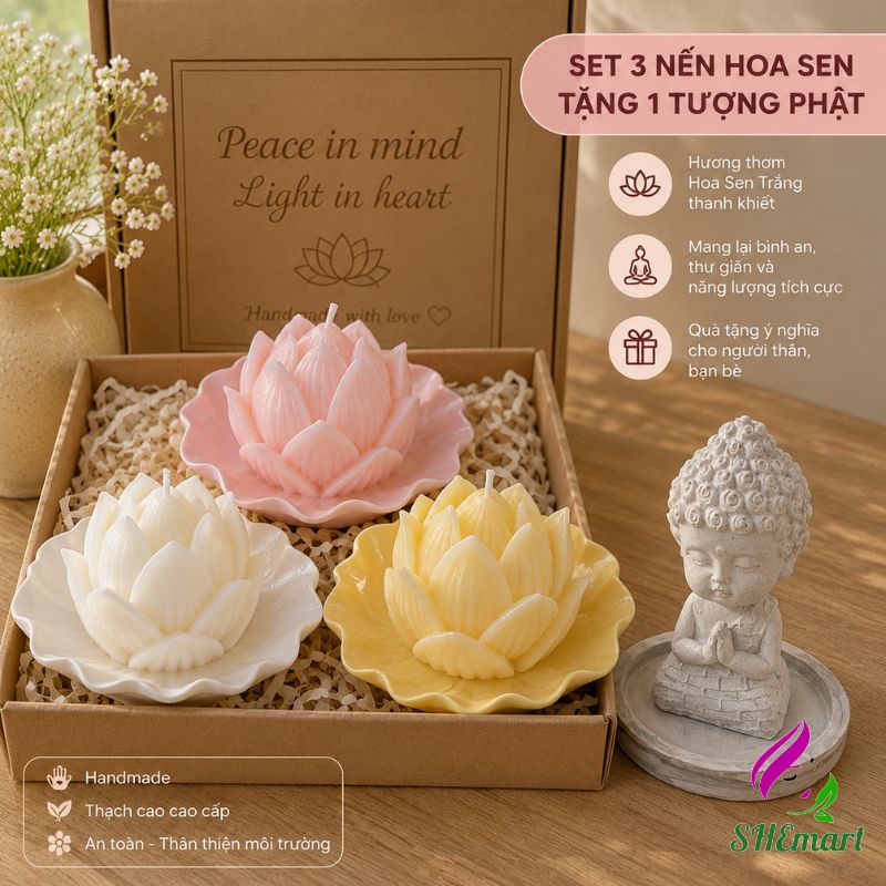 combo 3 Khay nến thơm hoa sen thơm mùi tinh dầu hoa sen, làm quà tặng, decor, setup phong yoga, chụp ảnh combo 3 Khay nến thơm hoa sen thơm mùi tinh dầu hoa sen, làm quà tặng, decor, setup phong yoga, chụp ảnh